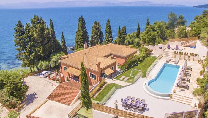 Seafront Holiday Villa at Corfu. Luxury villas, Greek island villa, Villas for rent,  Holidays villas, Rental villas Greece. 